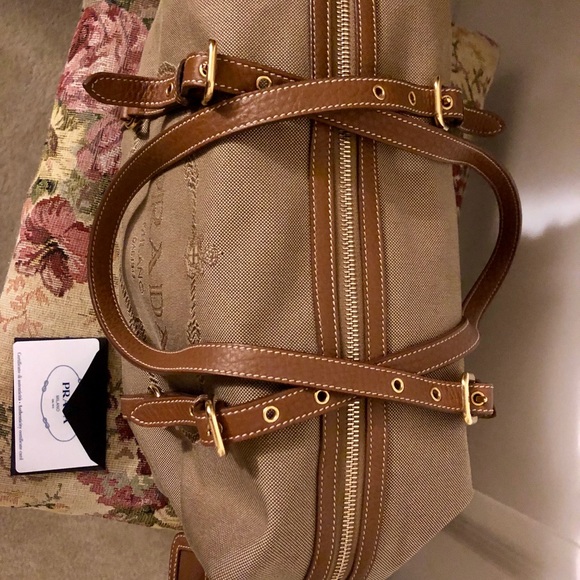 AUTHENTIC 💯 PRADA JACQUARD CORDA+BRANDY 👜 - Picture 3 of 8